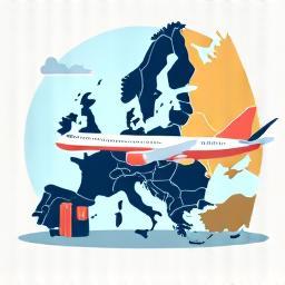 飛行機で移動するイラスト